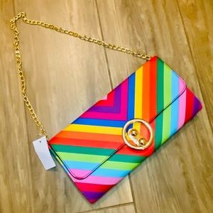Boutique Colorful Clutch with Chain Shoulder Strap ~ NWT